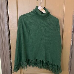 INC International Concepts Forest Green Fringe Poncho